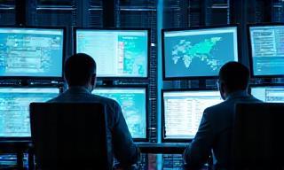 Logistics analysts monitoring cloud systems